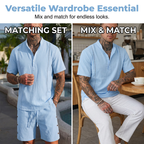 Men's Arenzza breathable casual two-piece clothing set with a relaxed fit, featuring a short-sleeve top and matching shorts.