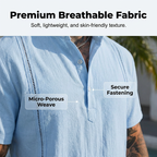 Men's breathable casual two-piece set by Arenzza, featuring a lightweight shirt and matching pants for comfortable everyday wear.