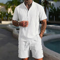 Men's Arenzza breathable casual two-piece set featuring a relaxed shirt and matching pants in lightweight fabric.