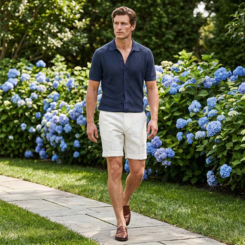 Men's casual linen shorts by Arenzza with side pockets, light breathable fabric, and a relaxed fit for warm weather.