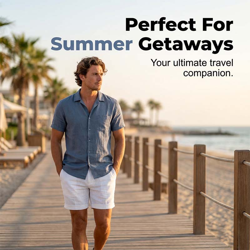 Men's casual linen shorts with pockets by Arenzza, featuring a relaxed fit and lightweight fabric, suitable for warm weather.
