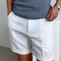 Men's casual linen shorts with pockets from Arenzza, showing a relaxed fit and lightweight fabric ideal for warm weather.