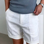 Men's casual linen shorts with pockets from Arenzza, showing a relaxed fit and lightweight fabric ideal for warm weather.