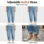 Aarenza women's casual baggy denim overalls with pockets, featuring a relaxed fit and classic blue denim fabric.