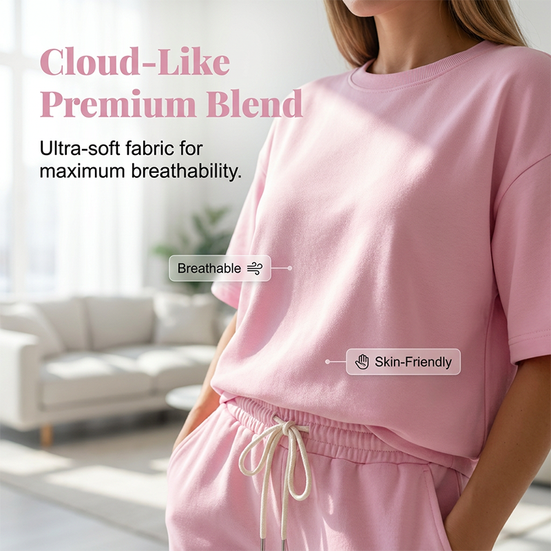 Aarenza women's casual short sleeve top and pants set in comfortable fabric, featuring a relaxed fit and stylish design.
