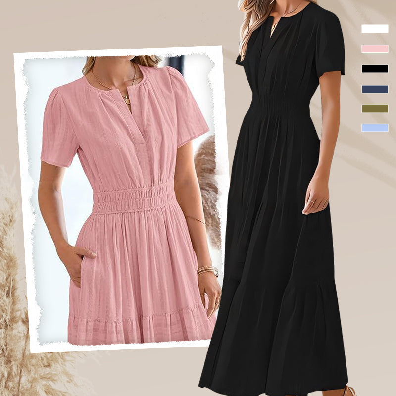 Arenzza women's boho chic smocked waist maxi dress in floral print, perfect for spring and summer occasions.