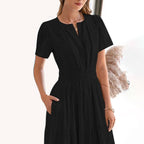 Arenzza women's boho chic smocked waist maxi dress with floral pattern and flowing fabric, perfect for spring fashion.