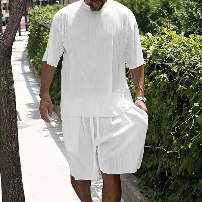 A men's casual cool two-piece set by Arenzza featuring a stylish shirt and shorts, perfect for relaxed everyday wear.