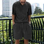 A men's casual cool two-piece set by Arenzza featuring a stylish hoodie and matching jogger pants in a relaxed fit.