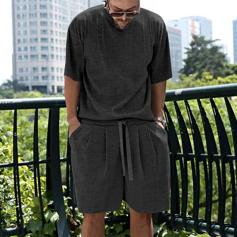 A men's casual cool two-piece set by Arenzza featuring a stylish hoodie and matching jogger pants in a relaxed fit.