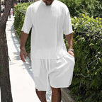 A men's casual two-piece set by Arenzza featuring a comfortable shirt and pants in neutral tones, perfect for everyday wear.