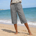 Women's casual cropped pants by Arenzza featuring button detail, relaxed fit, and stylish design for everyday wear.
