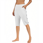 Women's breathable cotton linen Capri pants by Arenzza, casual loose fit with comfortable, lightweight fabric for everyday wear.