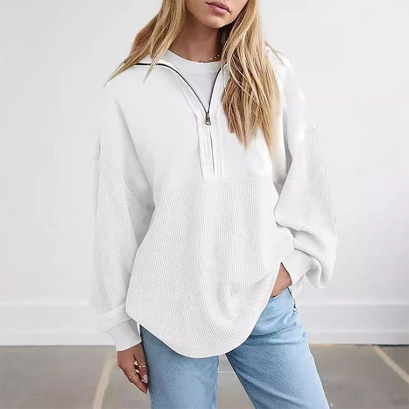 Aarenza women's casual solid color half-zip sweatshirt in a relaxed fit, made from soft, comfortable fabric.