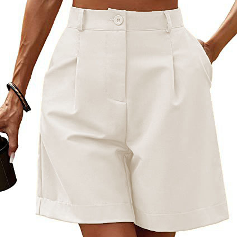 A pair of women's high-waist pleated shorts by Arenzza, featuring a stylish fit and lightweight fabric, shown on a white background.