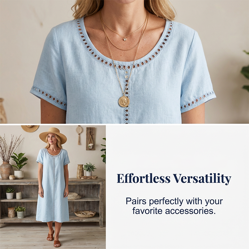Aarenza women's loose fit short sleeve dress in soft fabric, featuring a relaxed silhouette and casual style.