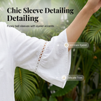 A woman wears a women's summer V-neck jumpsuit with bell sleeves by Arenzza, featuring a relaxed fit and stylish design.