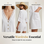 Women's summer V-neck jumpsuit by Arenzza featuring bell sleeves, lightweight fabric, and a relaxed fit for warm weather.