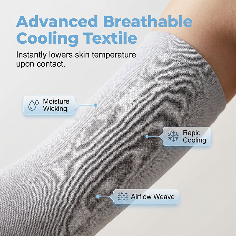 Unisex Arenzza UV protection cooling arm sleeves in black, made of lightweight, breathable fabric for sun protection and comfort.