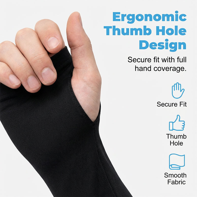 Unisex Arenzza UV protection cooling arm sleeves, light moisture-wicking fabric, worn on arms for sun protection and cooling comfort.