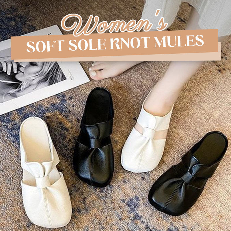 Women's soft sole knot mules by Arenzza, featuring a stylish slip-on design with a knotted detail on the upper.