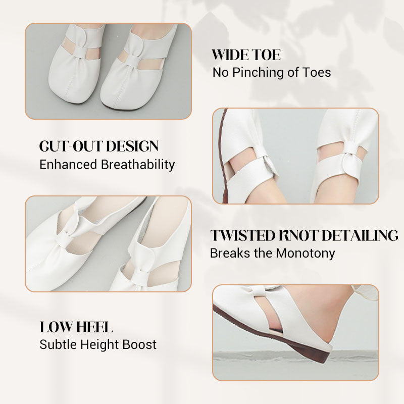Women's soft sole knot mules by Arenzza featuring a stylish knot design and comfortable slip-on style.