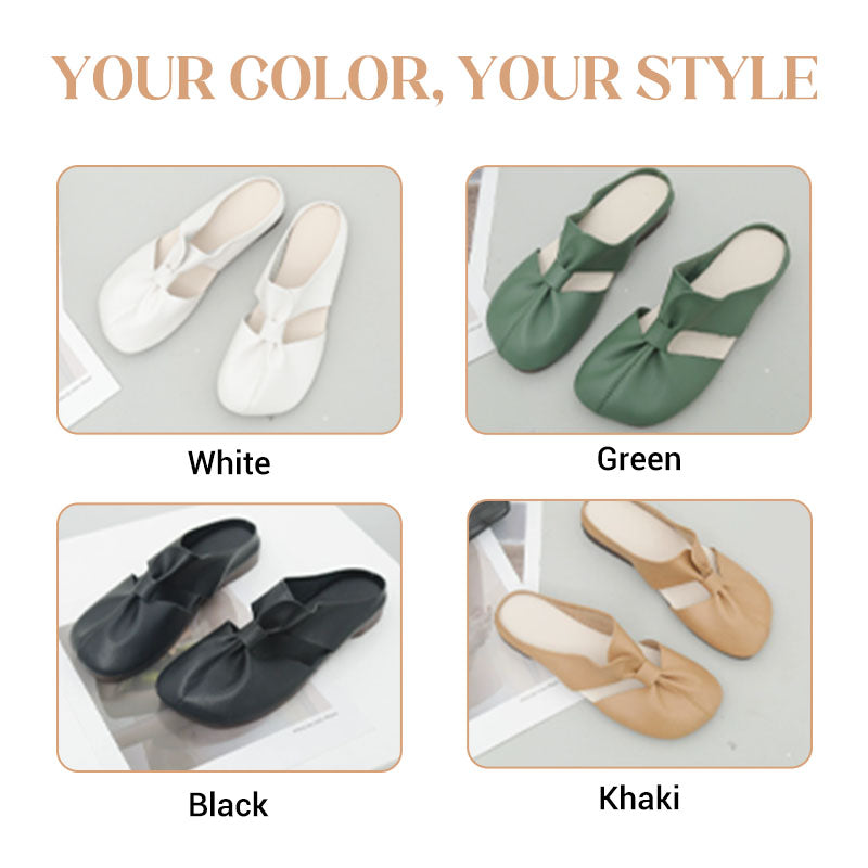 Women's soft sole knot mules by Arenzza, featuring a stylish design with a comfortable slip-on fit and elegant knot detail.