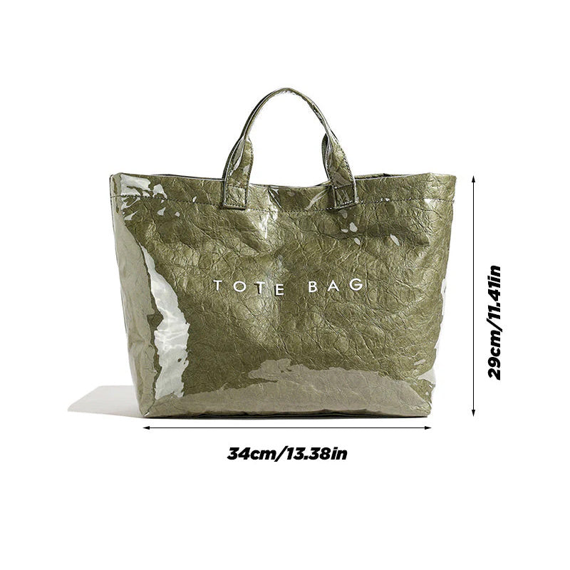 Women's retro letters print tote bag by Arenzza, featuring a stylish design with bold letter graphics on fabric.