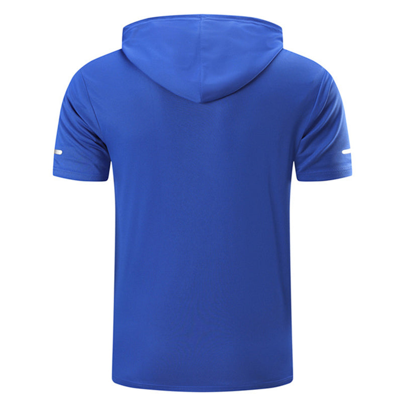 Men's casual quick-dry T-shirt hoodie by Arenzza, showing the comfortable, lightweight fabric and relaxed fit in a neutral color.