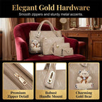 A women's Arenzza 4-piece handbag set featuring various stylish handbags in black, brown, and beige colors.
