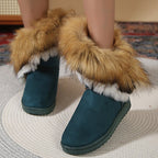 Women's slip-on plush snow ankle booties by Arenzza featuring soft, insulated fabric and a cozy winter design.