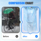 A disposable rain poncho from Arenzza, suitable for kids and adults, showing lightweight waterproof clothing with hood and open front.