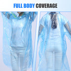 A clear image of Arenzza disposable rain ponchos for kids and adults, showing lightweight waterproof clothing in bright colors.