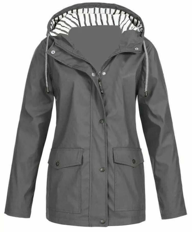 Women’s waterproof and windproof jacket by Arenzza, shown in a stylish, functional outdoor jacket with hood and zipper detail.