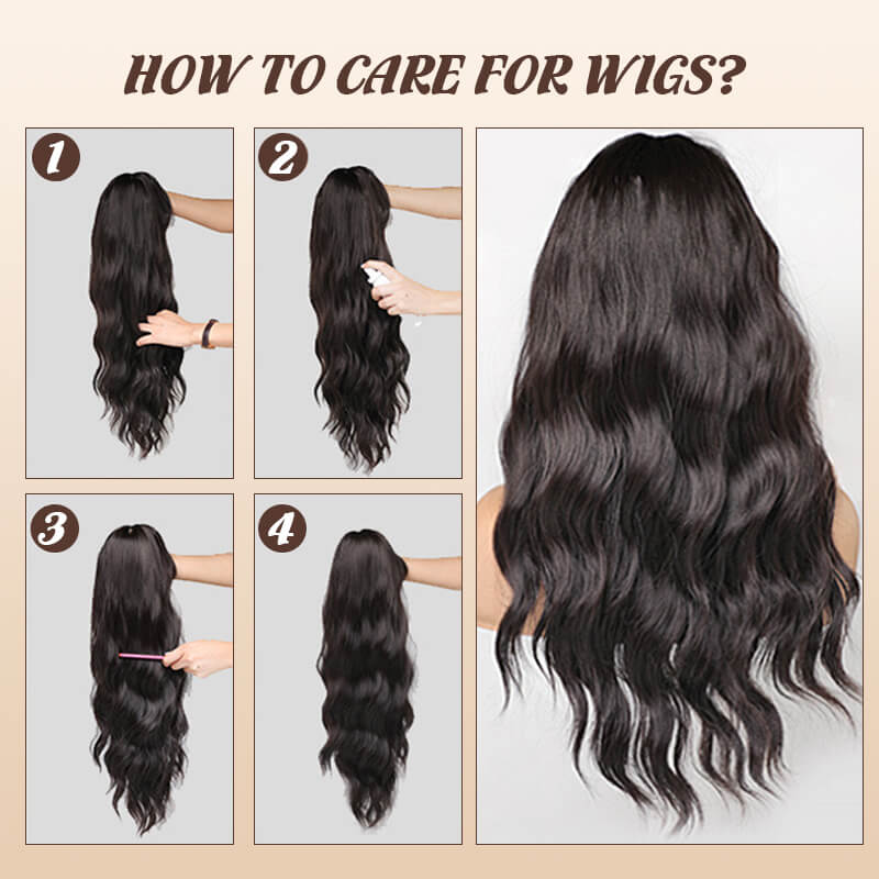Arenzza long layered wig with bangs, styled with natural long hair, suitable for costumes or everyday wear.