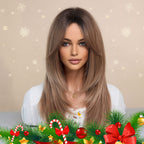 Arenzza long layered wig with bangs, styled for a natural look, perfect as a cosmetic hair accessory.