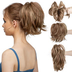 Arenzza synthetic claw clip-in ponytail hair extensions with a hair bun, DIY hairpiece for easy hair styling.