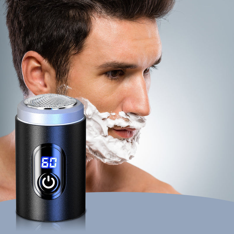 Arenzza mini portable electric shaver for cosmetics, compact design with a sleek black body and foil shaving head.