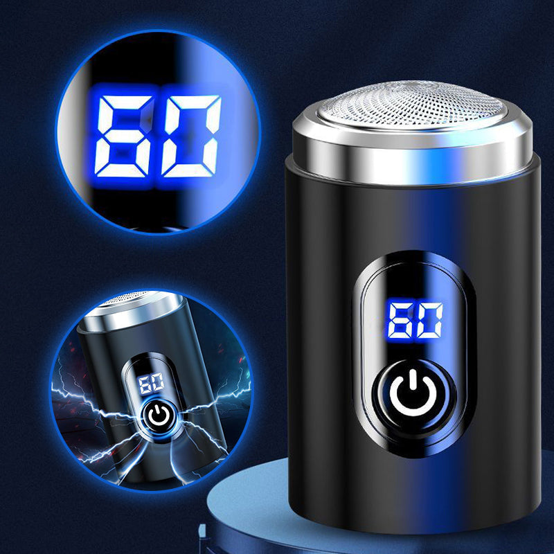 Arenzza mini portable electric shaver for cosmetics, compact design with sleek black body and stainless steel blades.