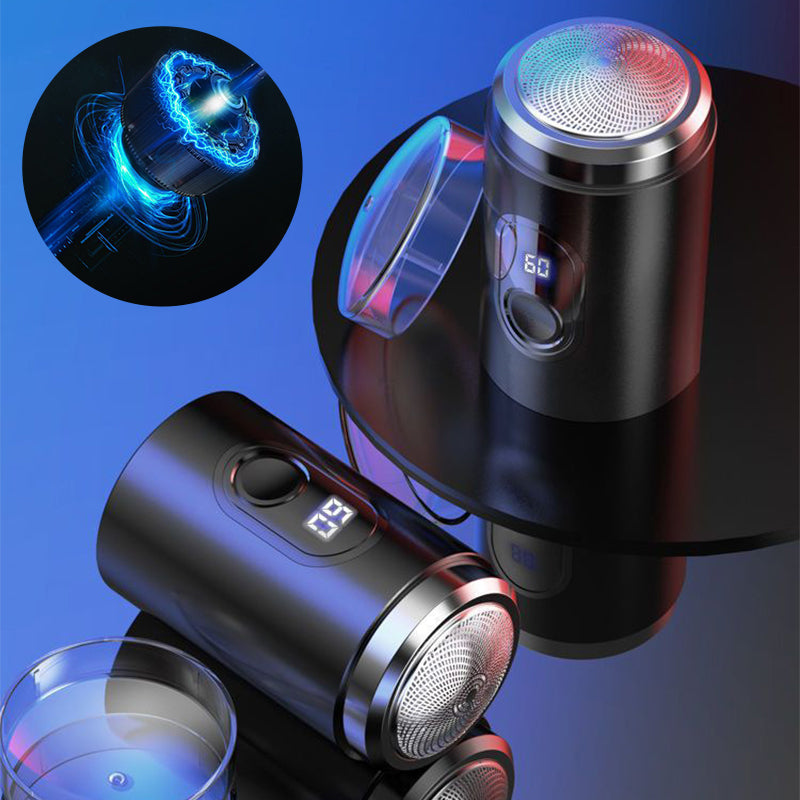 Arenzza mini portable electric shaver for cosmetics, compact design with a sleek black finish and shaving head visible.