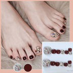A set of 14 square press-on toenails by Arenzza, arranged neatly on a white background.