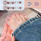 A set of 14 square press-on toenails from Arenzza, displayed on a white background for easy application.