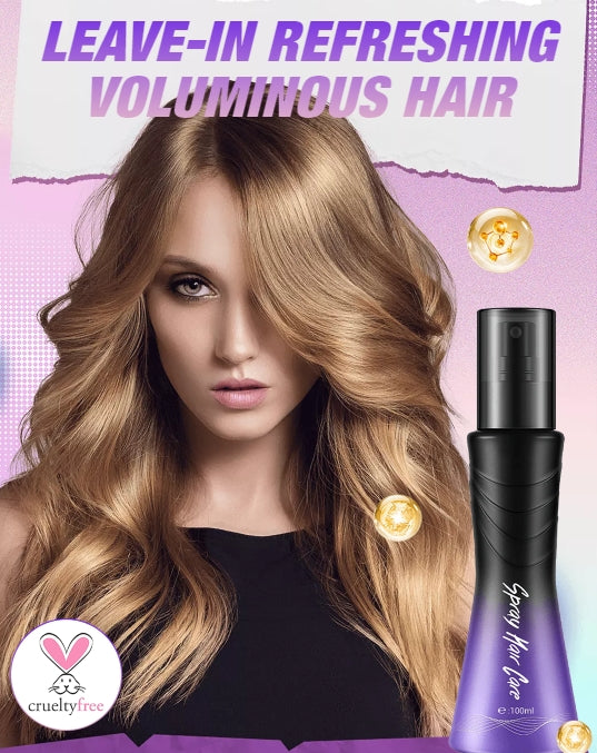Arenzza leave-in hair spray in a pump bottle, providing refreshing, volumizing, non-sticky hair care for a fuller look.