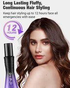Arenzza leave-in refreshing hair spray with volumizing, non-sticky formula, shown in a clear spray bottle on a white background.