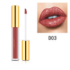 Arenzza Metallic Liquid Diamond Glitter Lipstick in a shimmering metallic shade, featuring a sleek applicator and glossy finish.