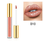 Arenzza Metallic Liquid Diamond Glitter Lipstick showcasing a shiny, metallic pink lipstick with diamond-like glitter finish.