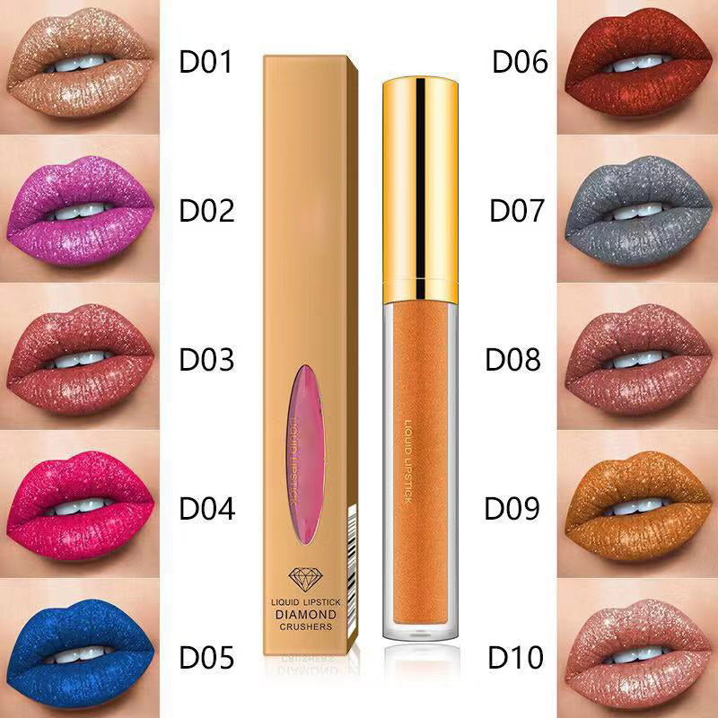Arenzza Metallic Liquid Diamond Glitter Lipstick in a shimmering, metallic shade with a smooth, glossy finish for bold lips.