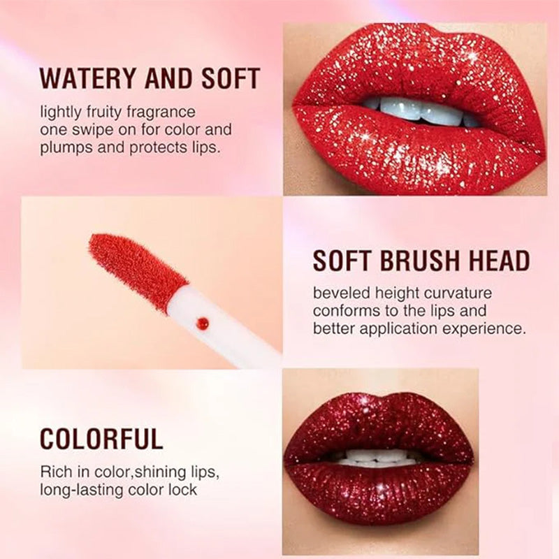 Arenzza metallic liquid diamond glitter lipstick in a shiny, shimmering silver shade with a smooth applicator tip.
