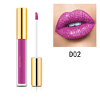 Arenzza Metallic Liquid Diamond Glitter Lipstick in a shiny, metallic pink shade, displayed in a sleek tube with glitter accents.