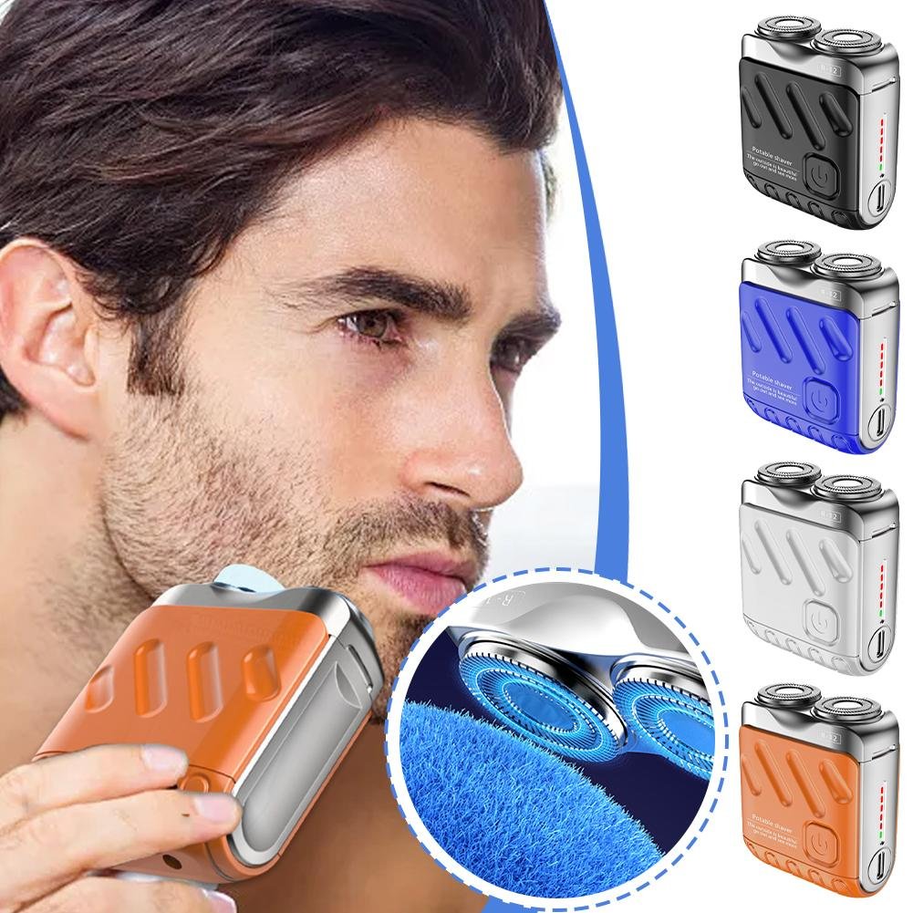 Arenzza portable rotary dual ring electric shaver with dual rotary blades, compact design, ideal for cosmetics and grooming.
